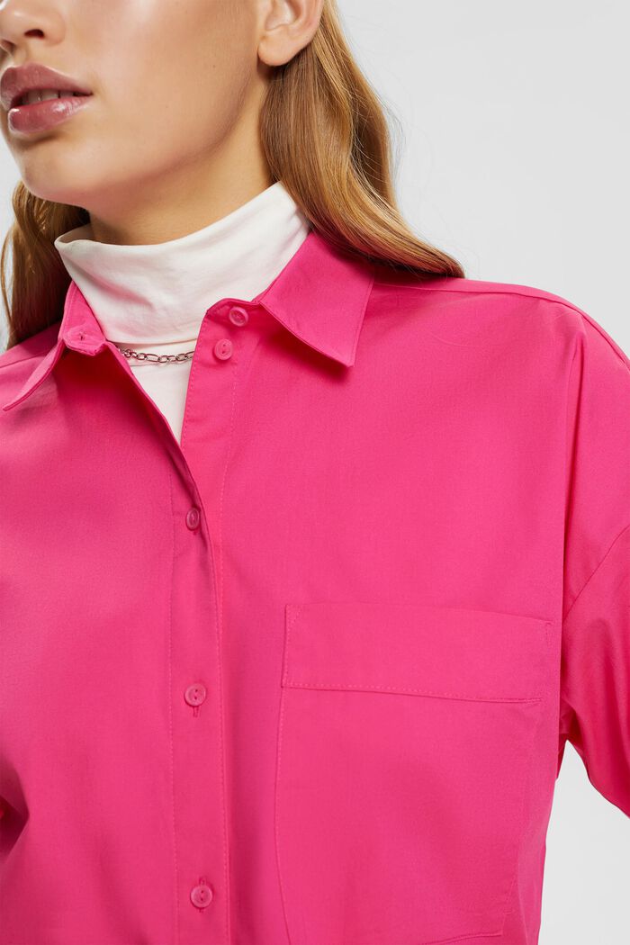 Cotton blouse with a pocket, PINK FUCHSIA, detail image number 2
