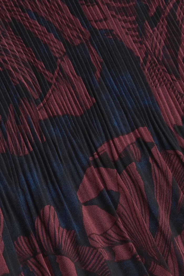 Made of recycled material: pleated dress with a print, BORDEAUX RED, detail image number 4