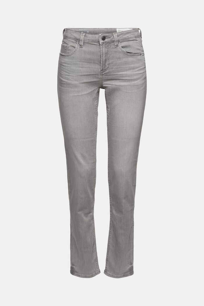 Stretch jeans made of blended organic cotton, GREY MEDIUM WASHED, overview