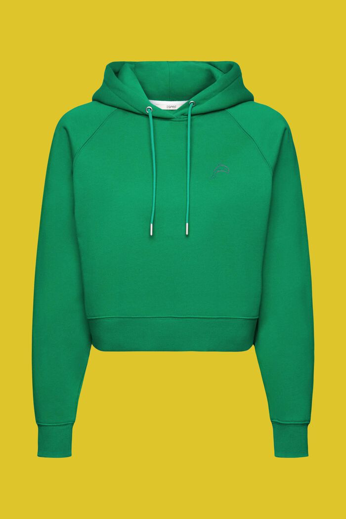 Cropped hoodie with dolphin logo, GREEN, detail image number 7