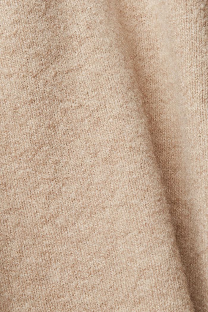 Knitted wool blend jumper with mock neck, LIGHT TAUPE, detail image number 5