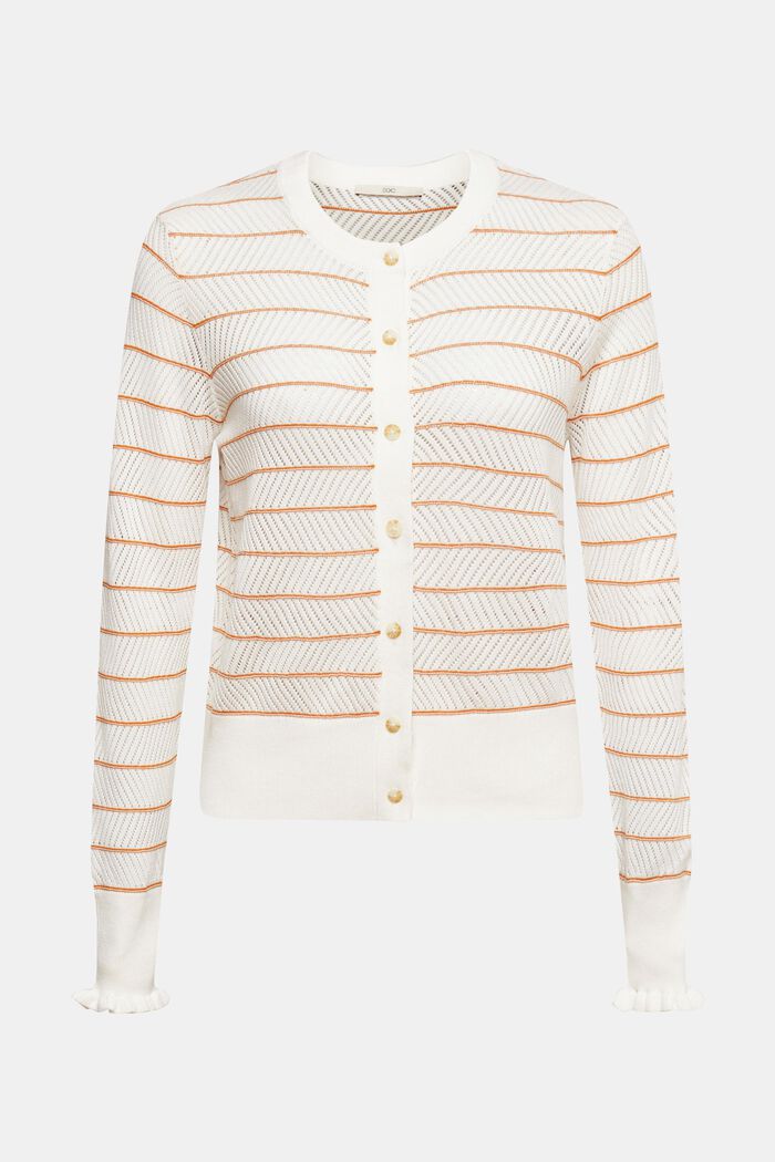 Striped pointelle cardigan, NEW HONEY YELLOW, detail image number 6