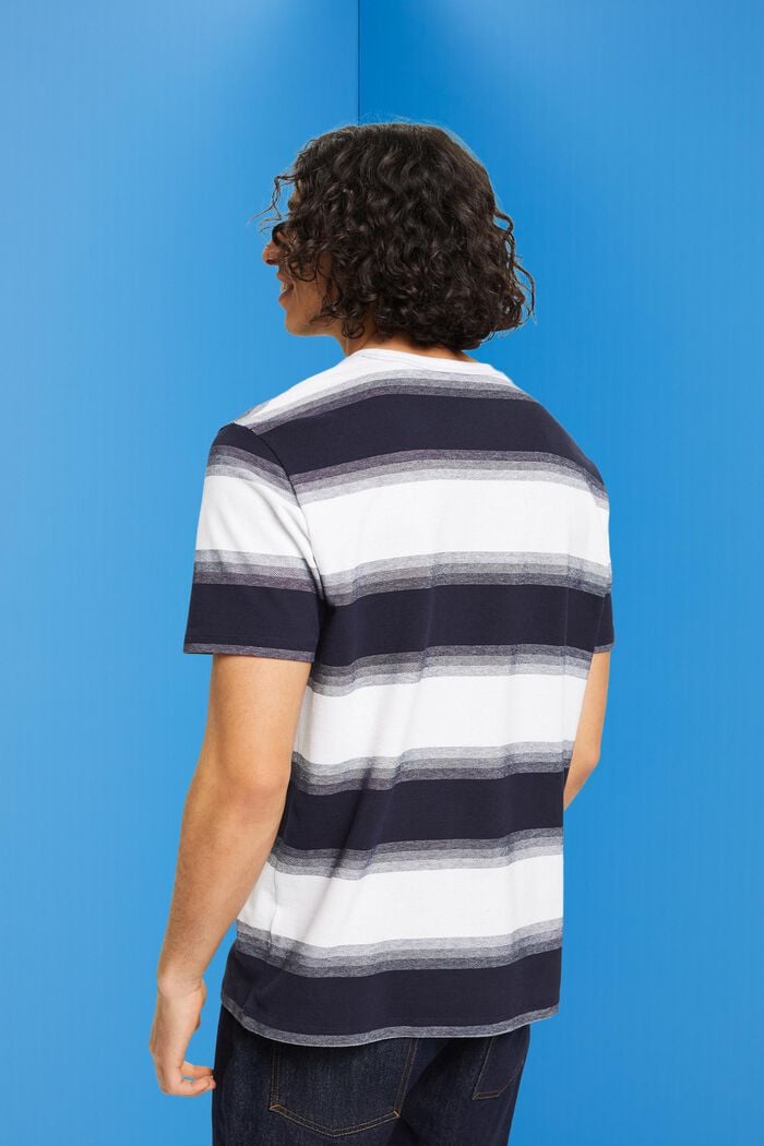 Pique cotton striped T-shirt, NAVY, detail image number 3