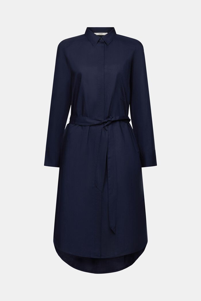 Cotton shirt dress with tie belt, NAVY, detail image number 6