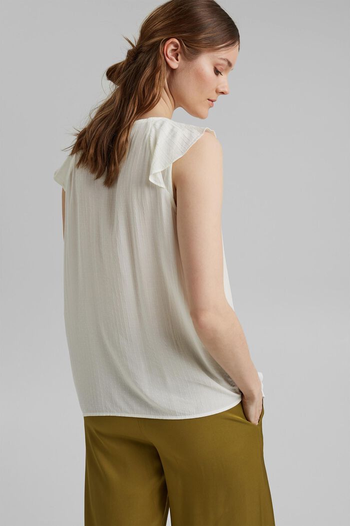 Blouse top with flounce, LENZING™ ECOVERO™, OFF WHITE, detail image number 3