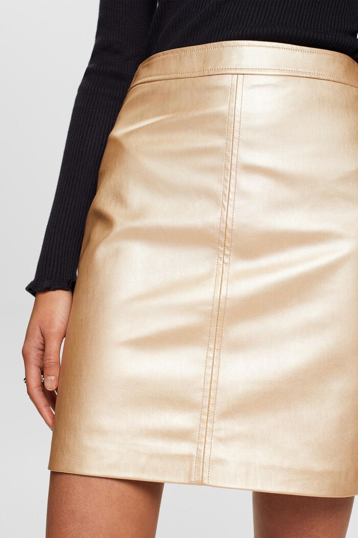 Shiny faux-leather mini skirt, GOLD, detail image number 2