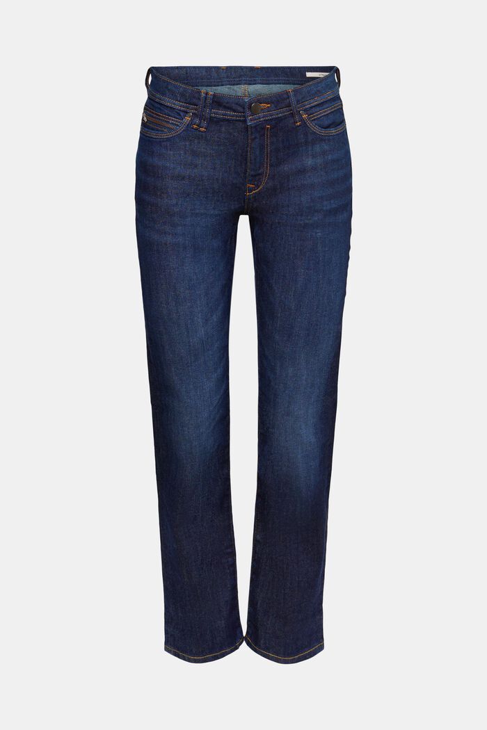 Straight leg stretch jeans, BLUE DARK WASHED, detail image number 7