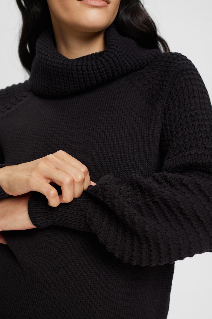 Knitted turtleneck jumper, BLACK, detail image number 0