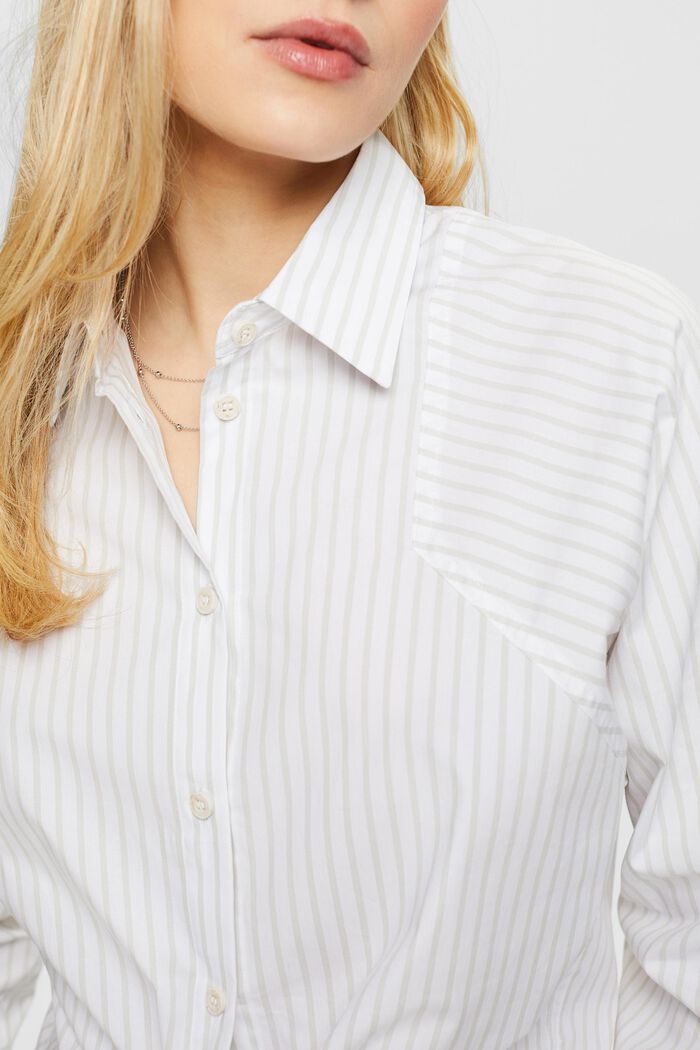 Striped Tie-Front Shirt, LIGHT GREY, detail image number 4