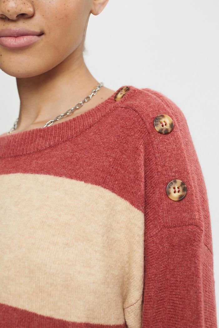 With wool: jumper with buttons, TERRACOTTA, detail image number 0