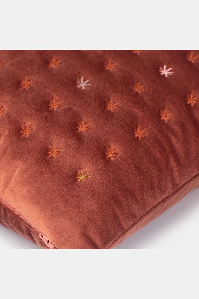 Velvet cushion cover with embroidery, RED, detail image number 1