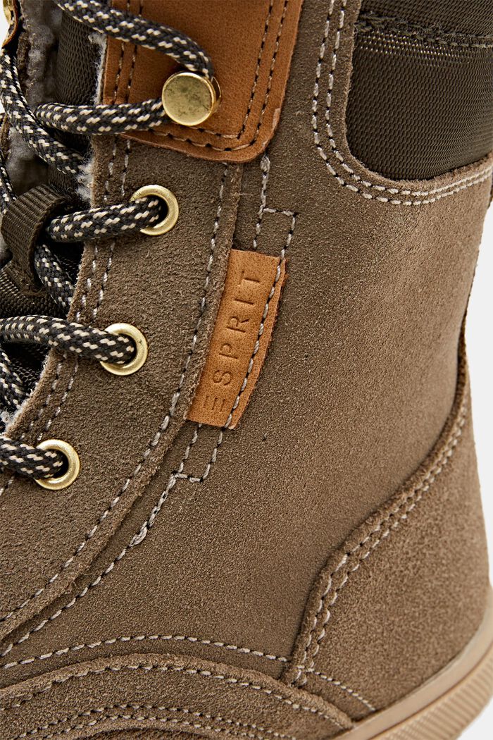 Suede lace-up boots with chunky sole, LIGHT KHAKI, detail image number 2