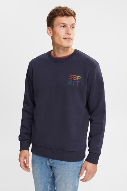 Sweatshirt with a colourful embroidered logo, NAVY, overview