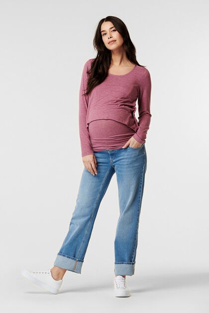 Straight leg jeans with over-bump waistband