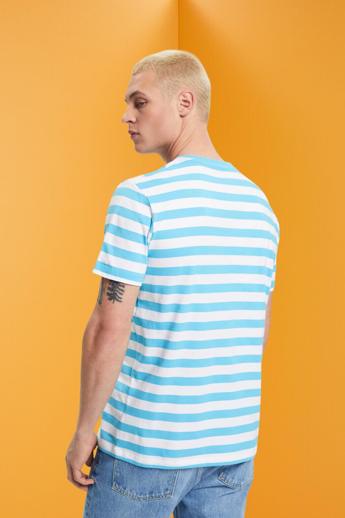 Striped Cotton T-Shirt, TURQUOISE, detail image number 3
