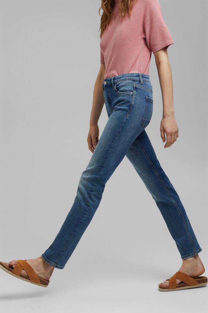 Stretch jeans made of blended organic cotton, BLUE MEDIUM WASHED, detail image number 5