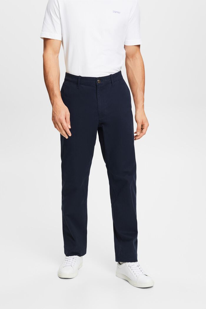 Cotton-Twill Straight Chinos, NAVY, detail image number 0