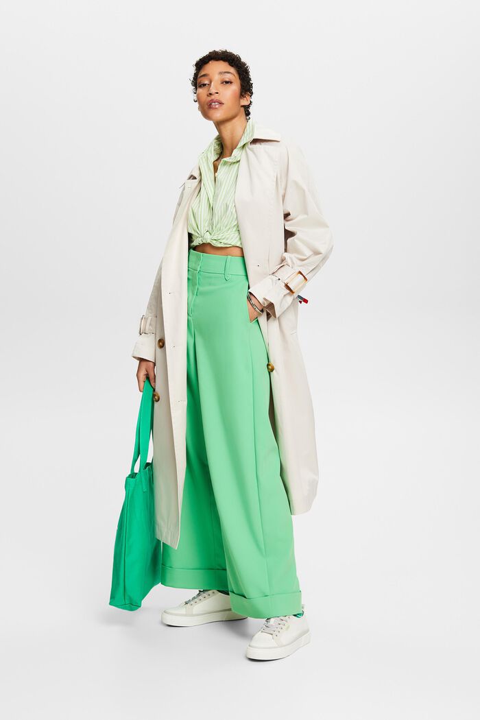 Twill Wide Leg Pants, CITRUS GREEN, detail image number 1