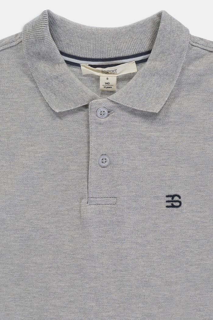 Basic piqué polo shirt made of 100% cotton, MEDIUM GREY, detail image number 2