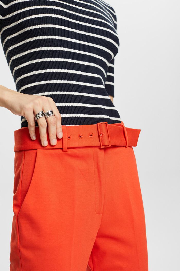 High-rise trousers with belt, ORANGE RED, detail image number 2