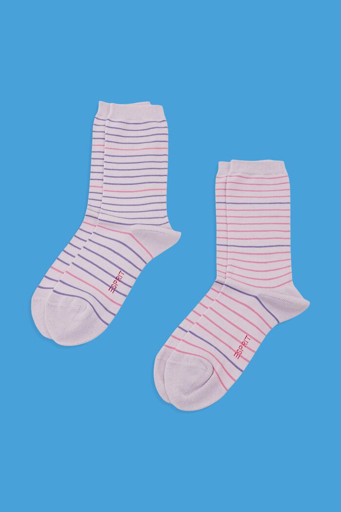 2-pack of striped socks, organic cotton, ANEMONE, detail image number 0