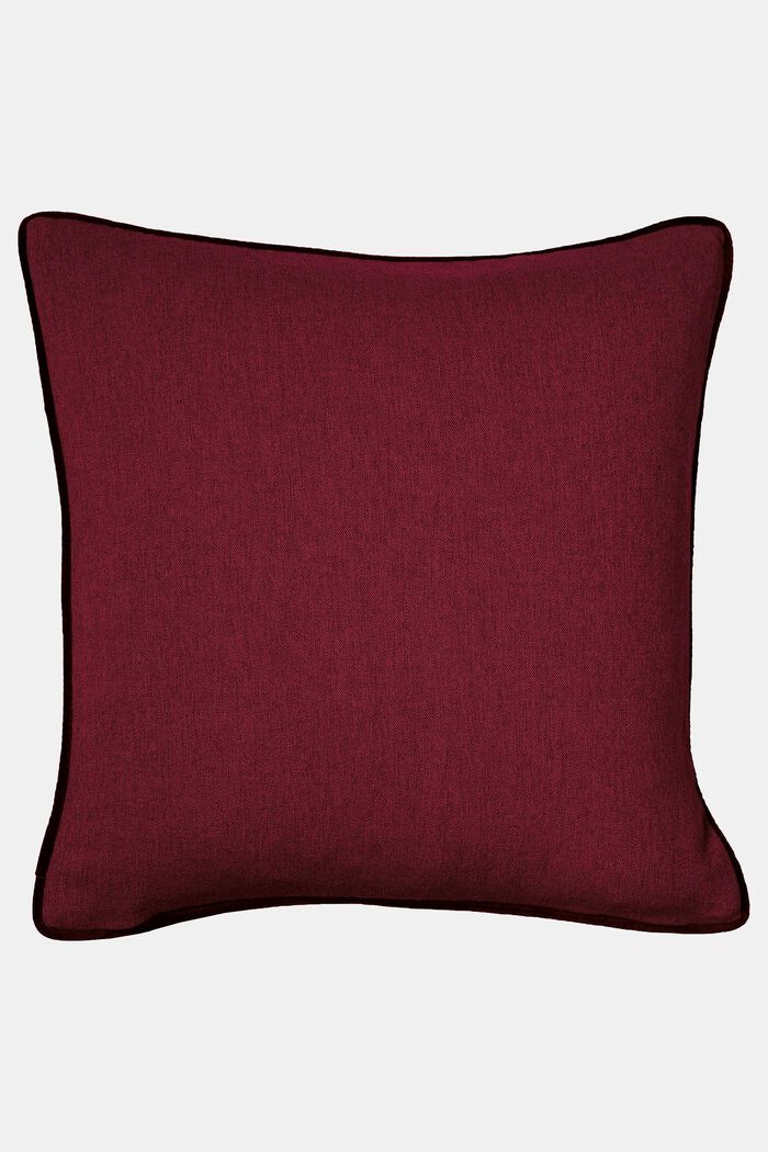 Decorative cushion cover with velvet piping, DARKRED, detail image number 2