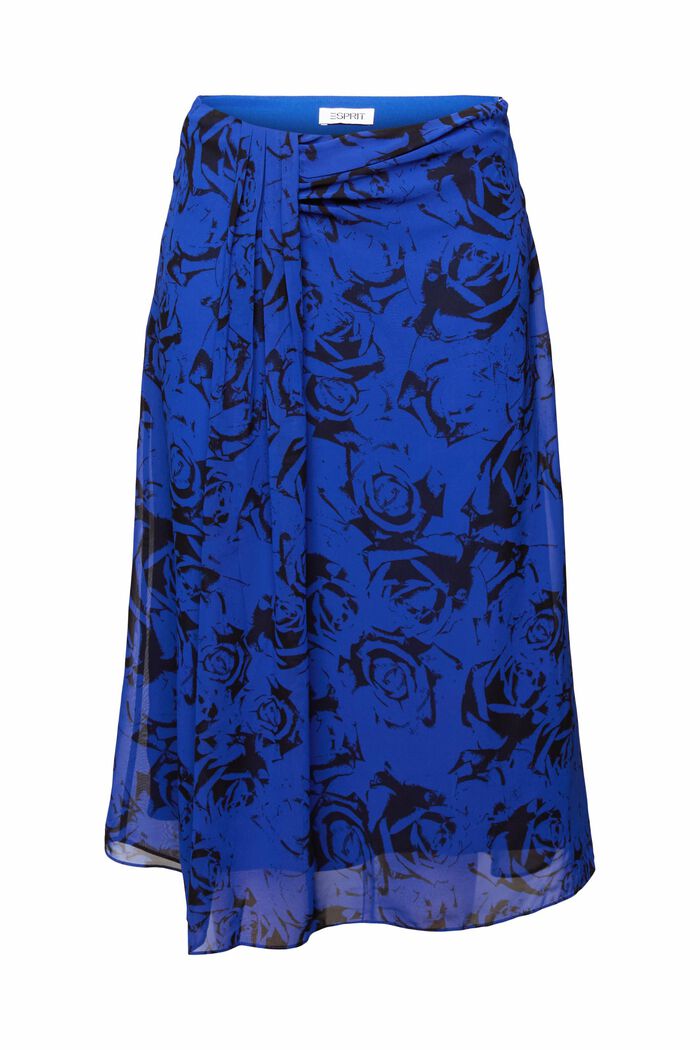 Printed Gathered Chiffon Skirt, BRIGHT BLUE, detail image number 6