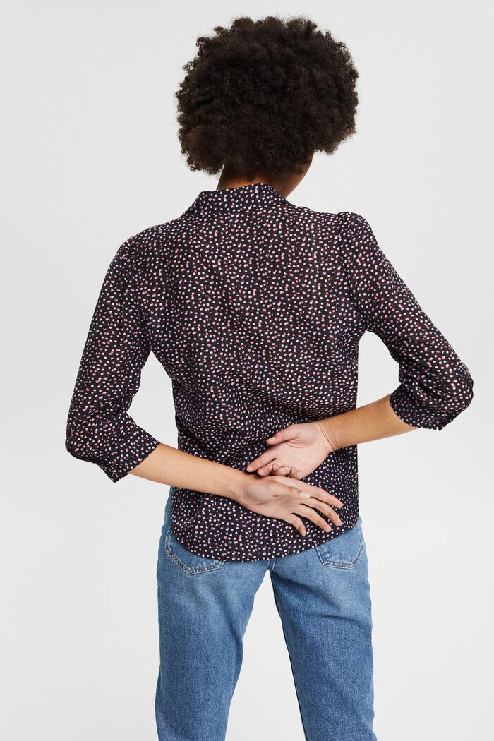 Patterned blouse with linen, NAVY, detail image number 3