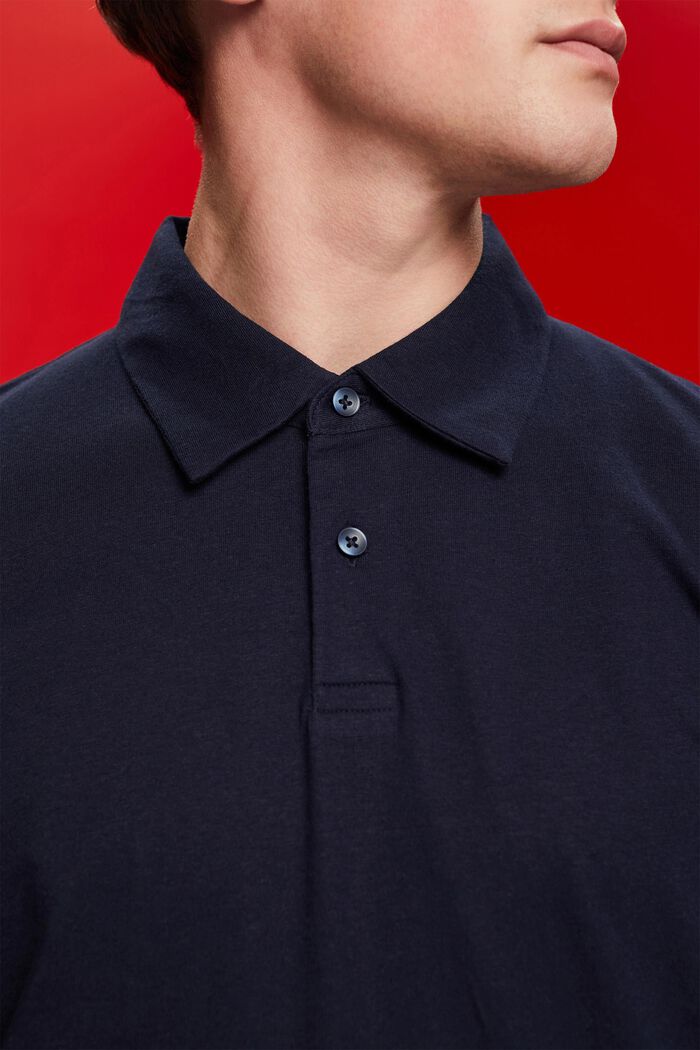 Jersey polo, cotton-linen blend, NAVY, detail image number 2