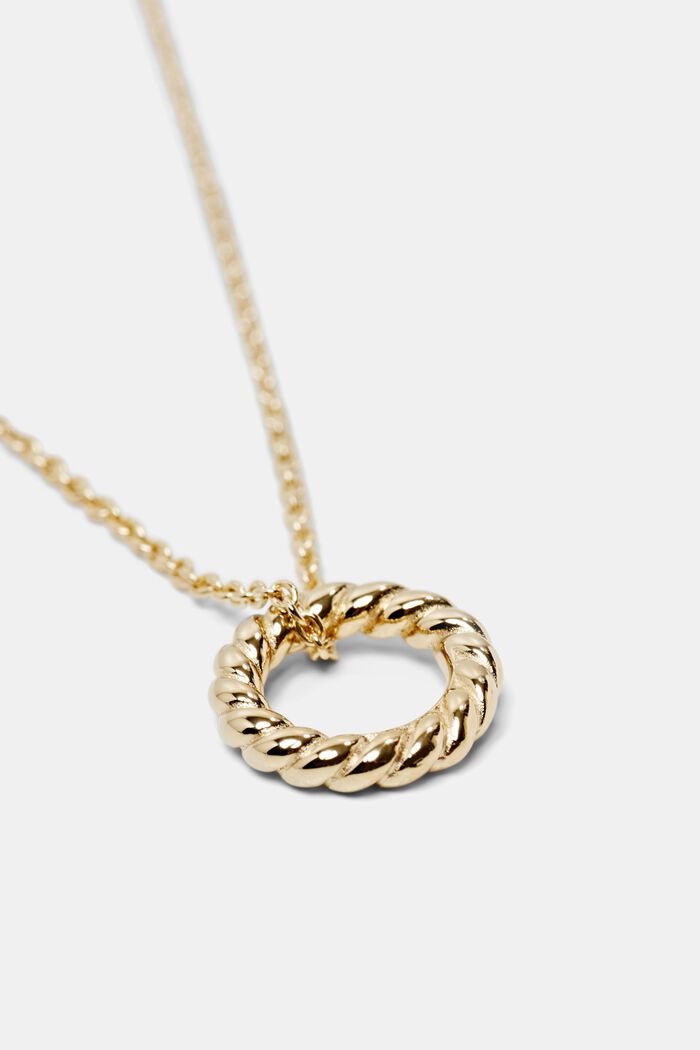 Necklace with circular pendant, sterling silver, GOLD, detail image number 1