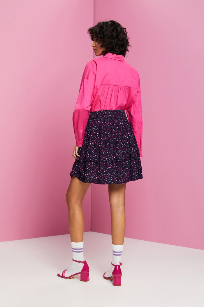 Textured floral mini skirt, NAVY, detail image number 3