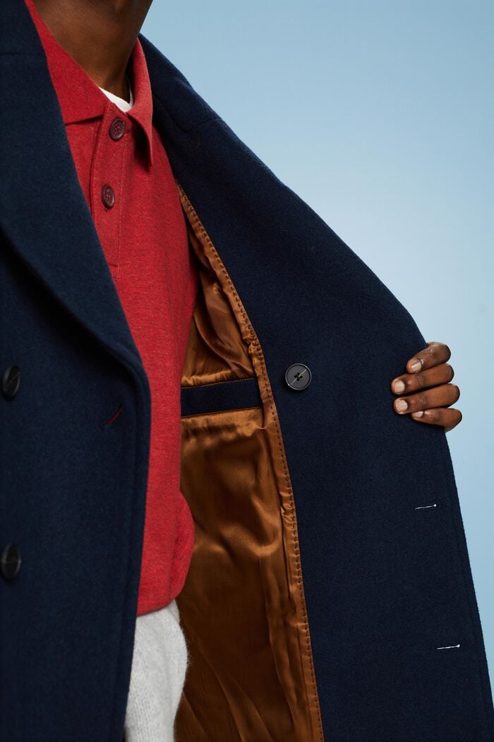 Double-Breasted Wool Pea Coat, NAVY, detail image number 3