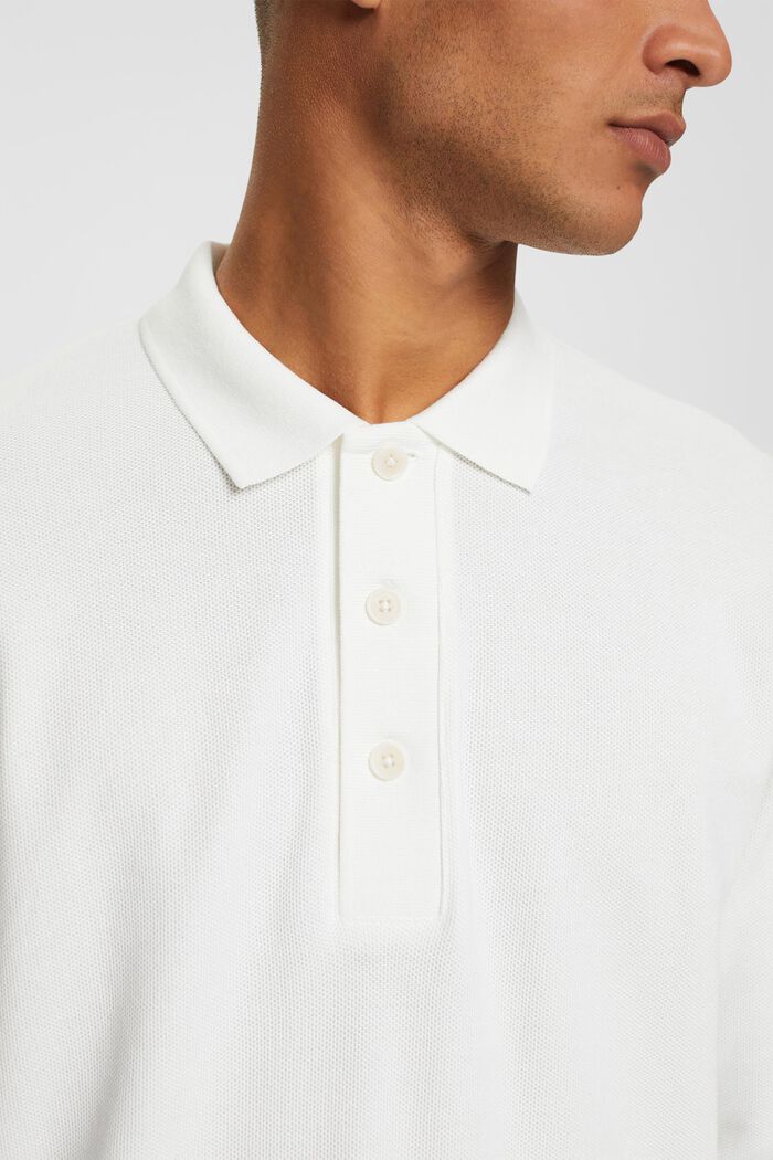Long sleeve piqué polo shirt, OFF WHITE, detail image number 3