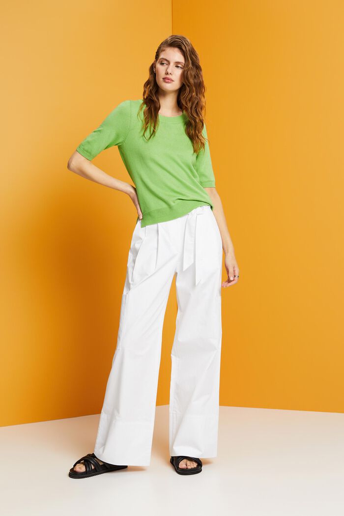 Short sleeve jumper, cotton blend, GREEN, detail image number 4