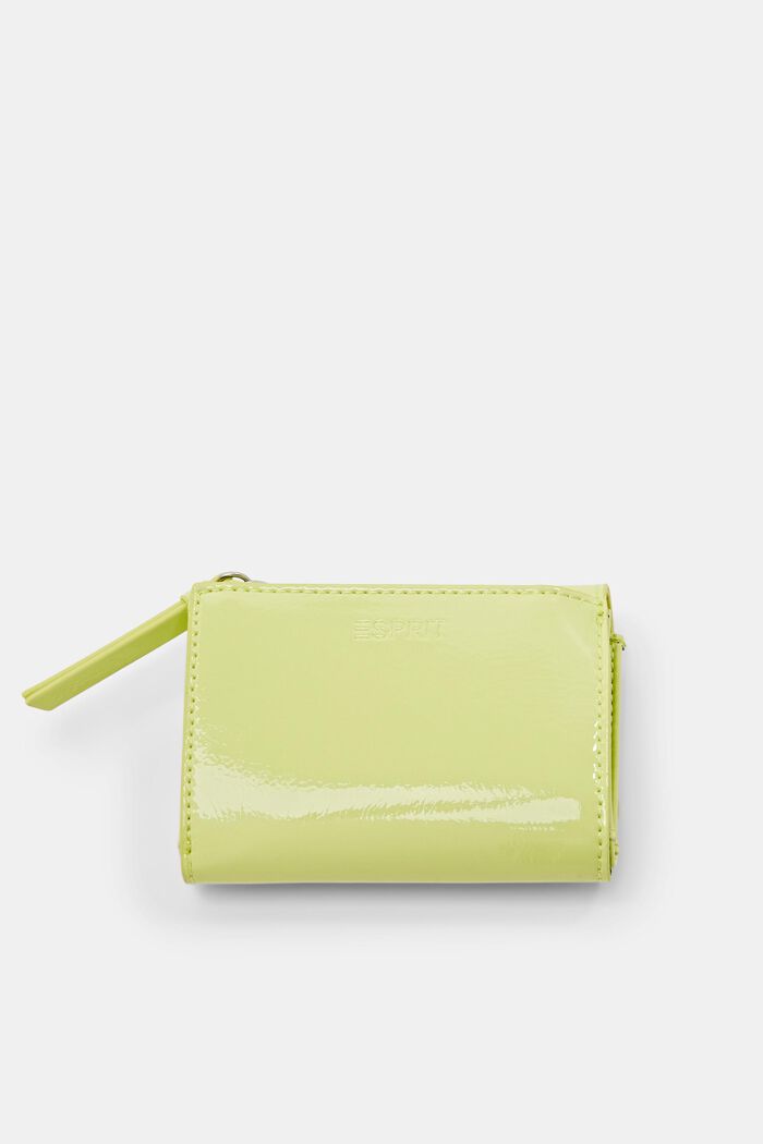 Glossy Fold-Over Wallet, LIME YELLOW, detail image number 3