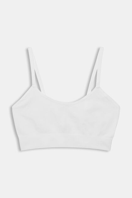 Recycled: unpadded, virtually seamless bra, OFF WHITE, overview