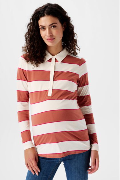 Striped Nursing Polo T-Shirt