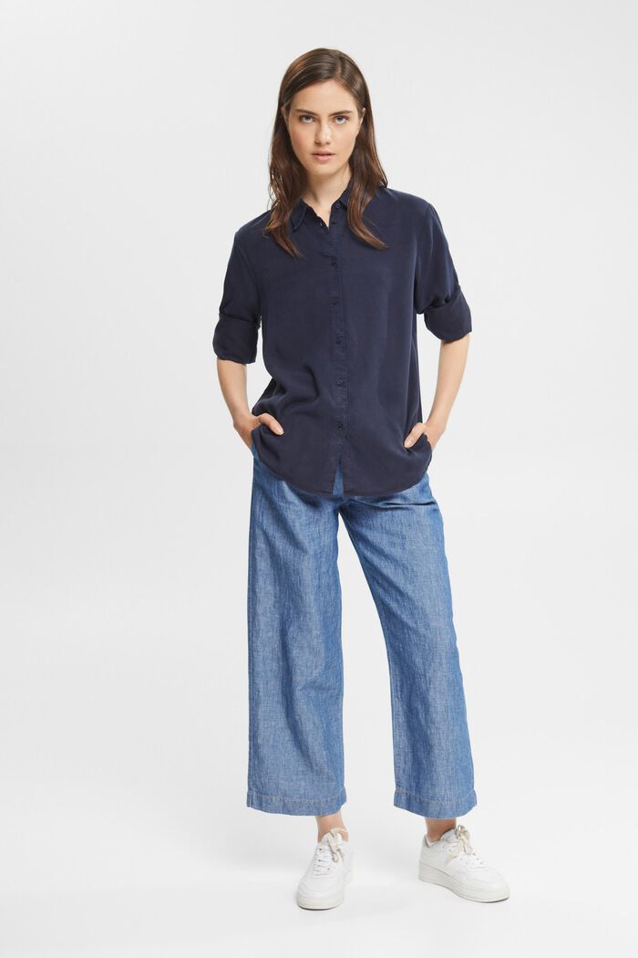 Made of TENCEL™: Shirt blouse, NAVY, detail image number 0