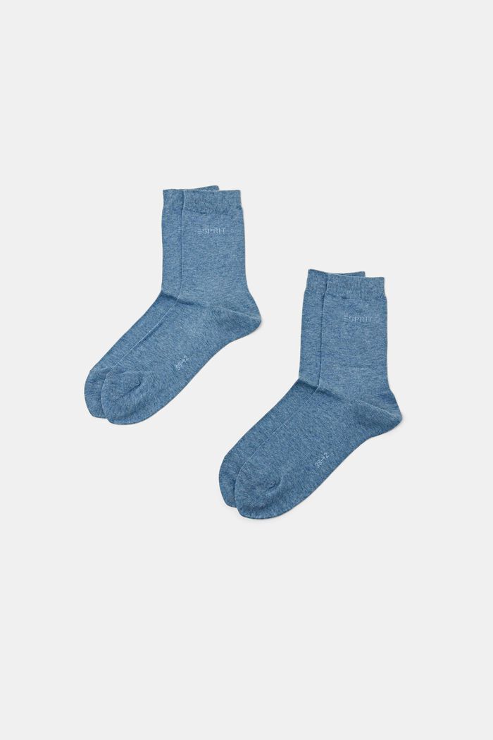 2-pack of socks with knitted logo, organic cotton, LIGHT DENIM, detail image number 0