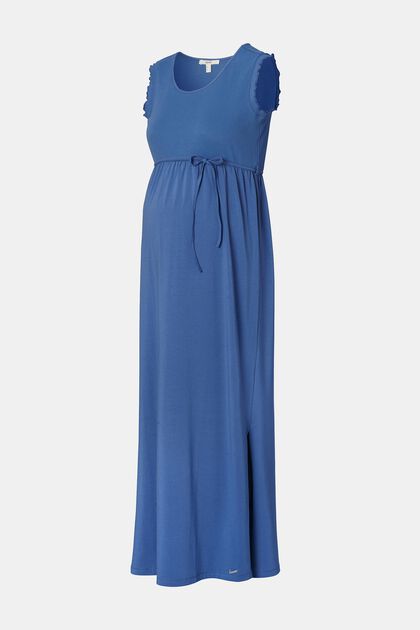 Organic cotton maxi dress, SMOKE BLUE, overview