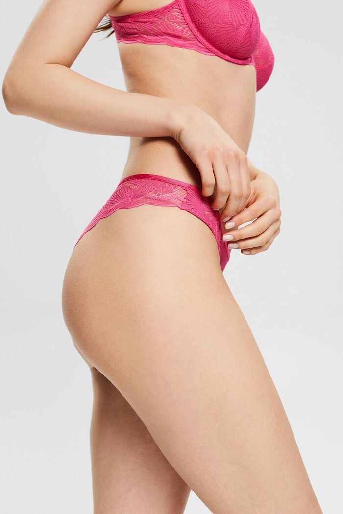 Brazilian shorts with patterned lace, PINK FUCHSIA, detail image number 1