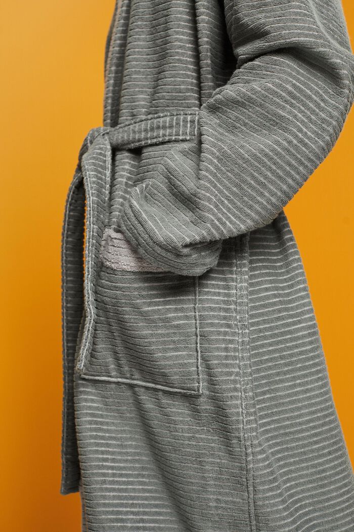 Bathrobe with textured stripes, ANTHRACITE, detail image number 2