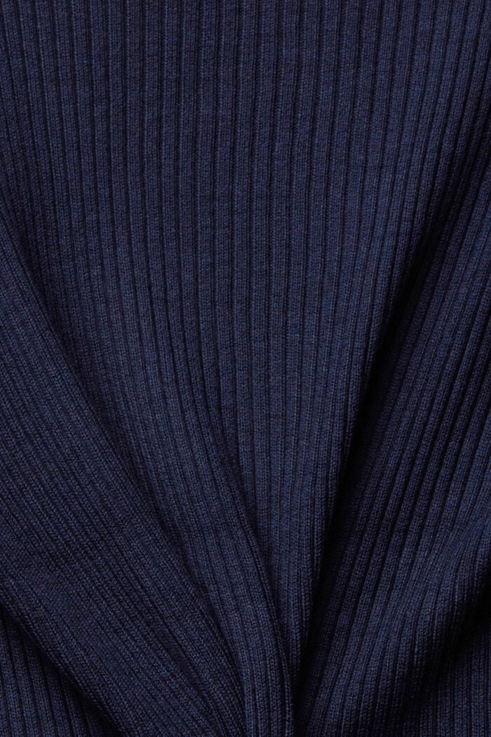 Recycled: ribbed cardigan with handkerchief hem, NAVY, detail image number 5