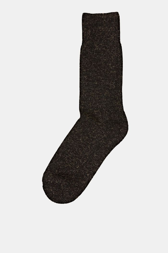 Melange cotton blend socks, BLACK, detail image number 0