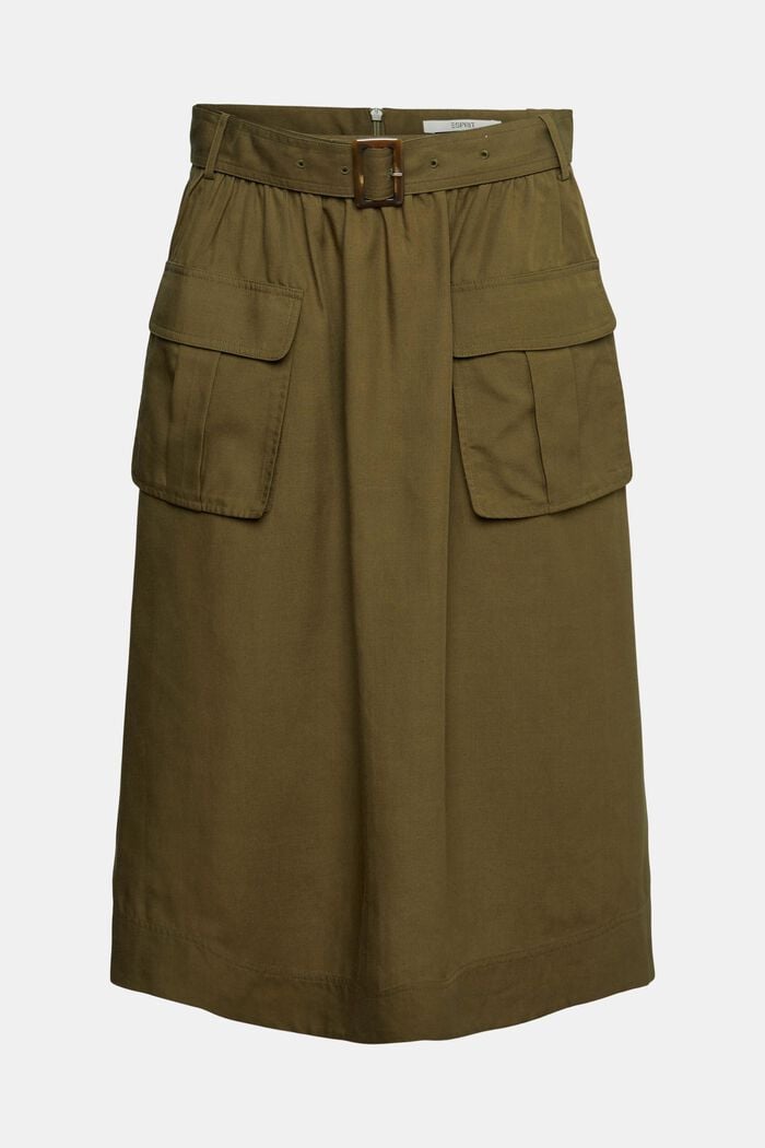 Linen blend: midi skirt with a belt
