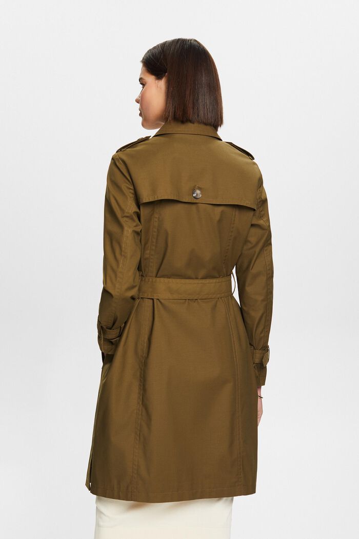 Belted Double-Breasted Trench Coat, KHAKI GREEN, detail image number 2