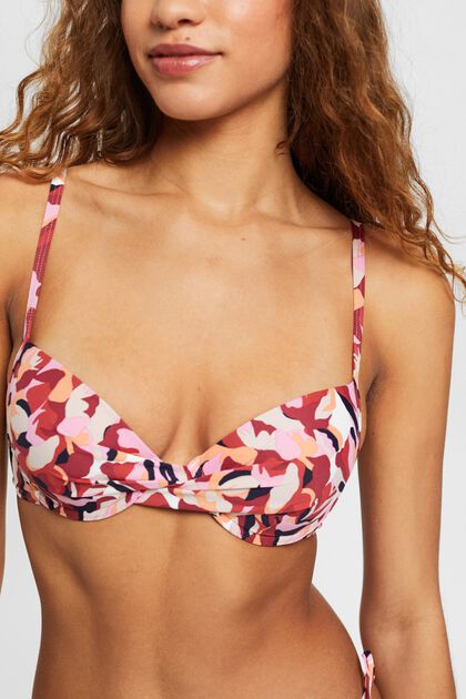 Padded and underwired bikini top with floral print