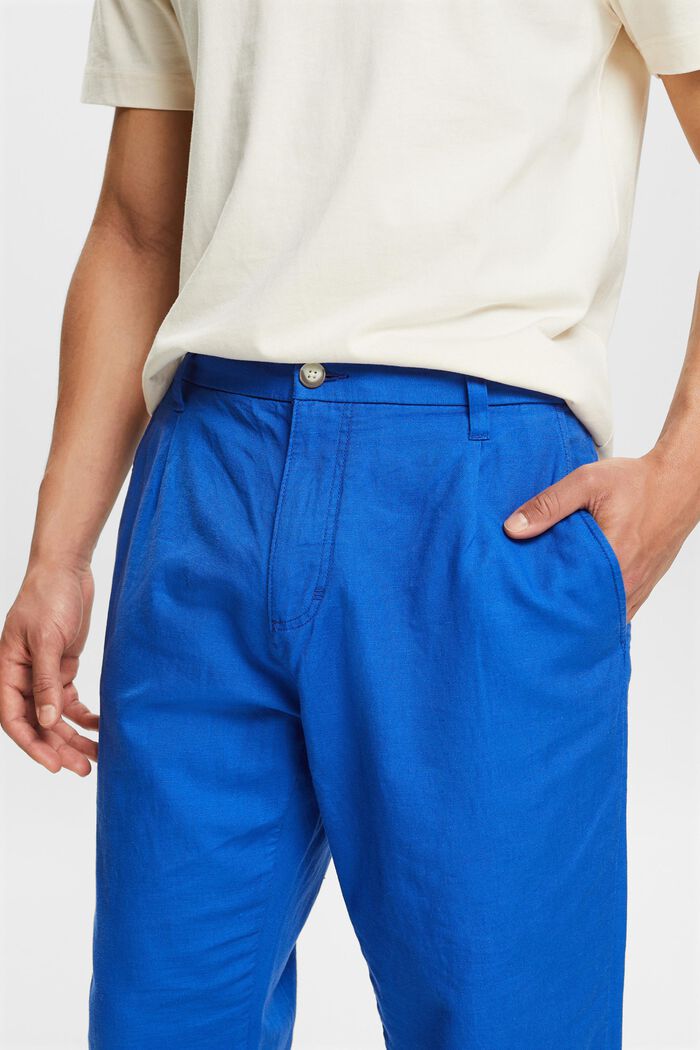 Linen-Cotton Straight Pant, BRIGHT BLUE, detail image number 4