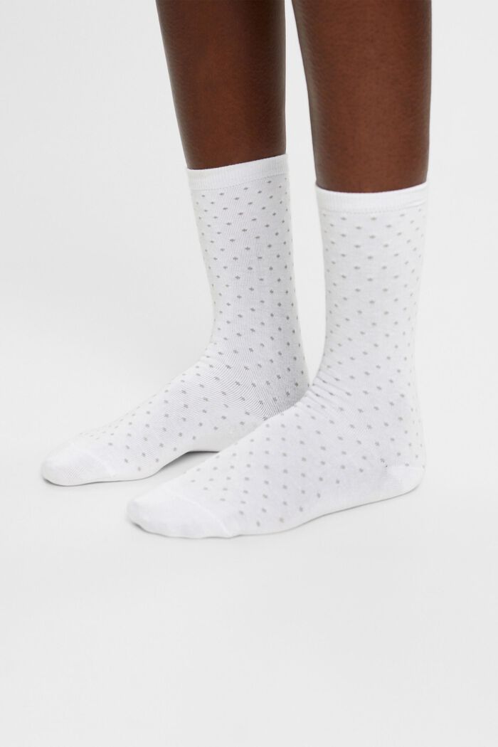 2-Pack Polka Dot Socks, Organic Cotton, OFF WHITE, detail image number 2