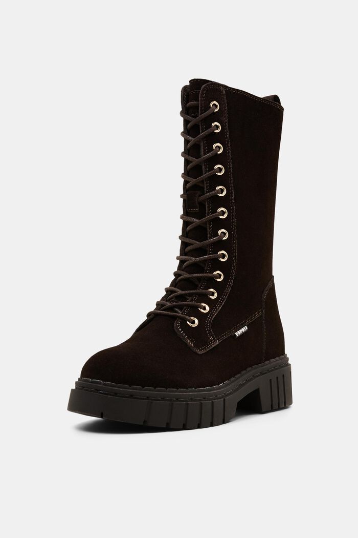 Suede lace-up boots, DARK BROWN, detail image number 2